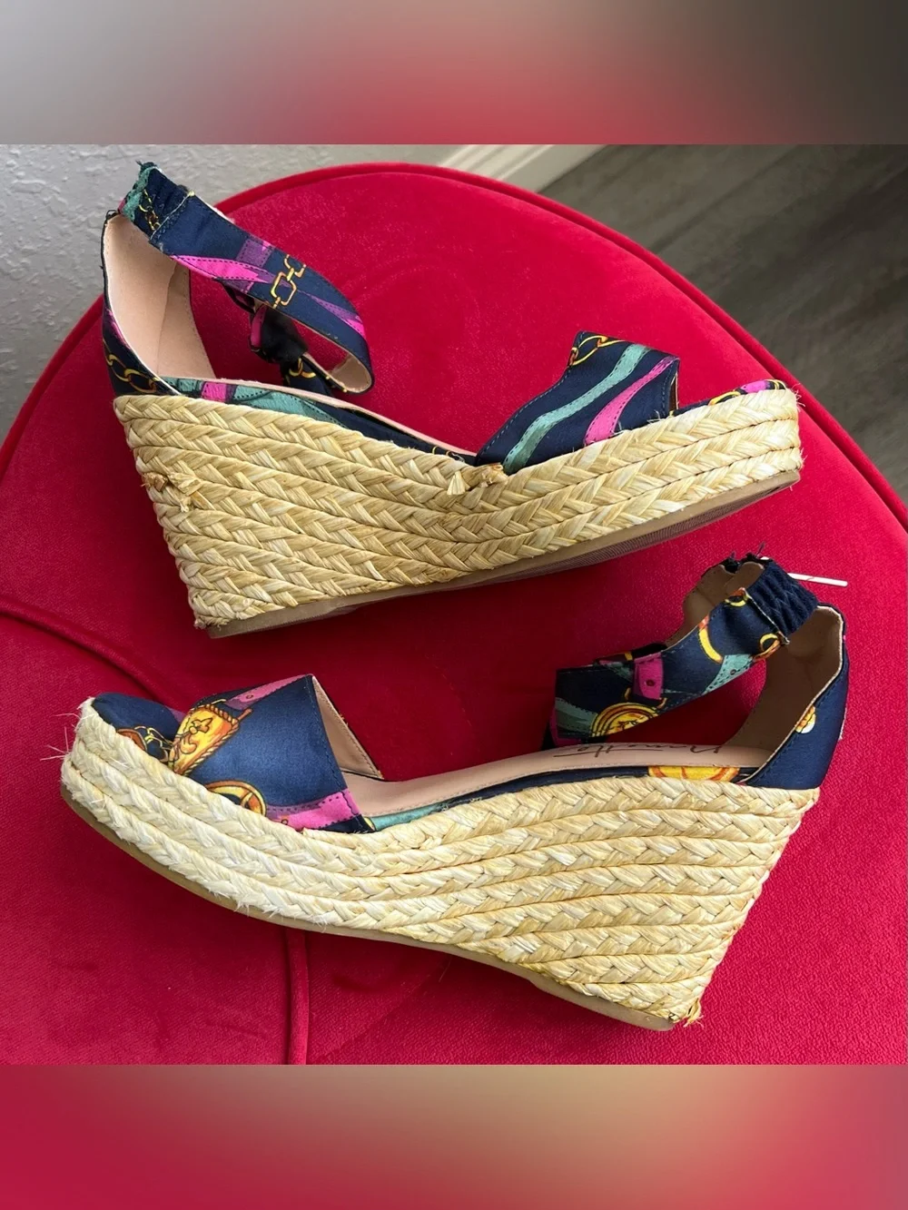 Nanette Lepore Women’s Symphony Espadrille Wedge Sandals In Navy Blue Satin